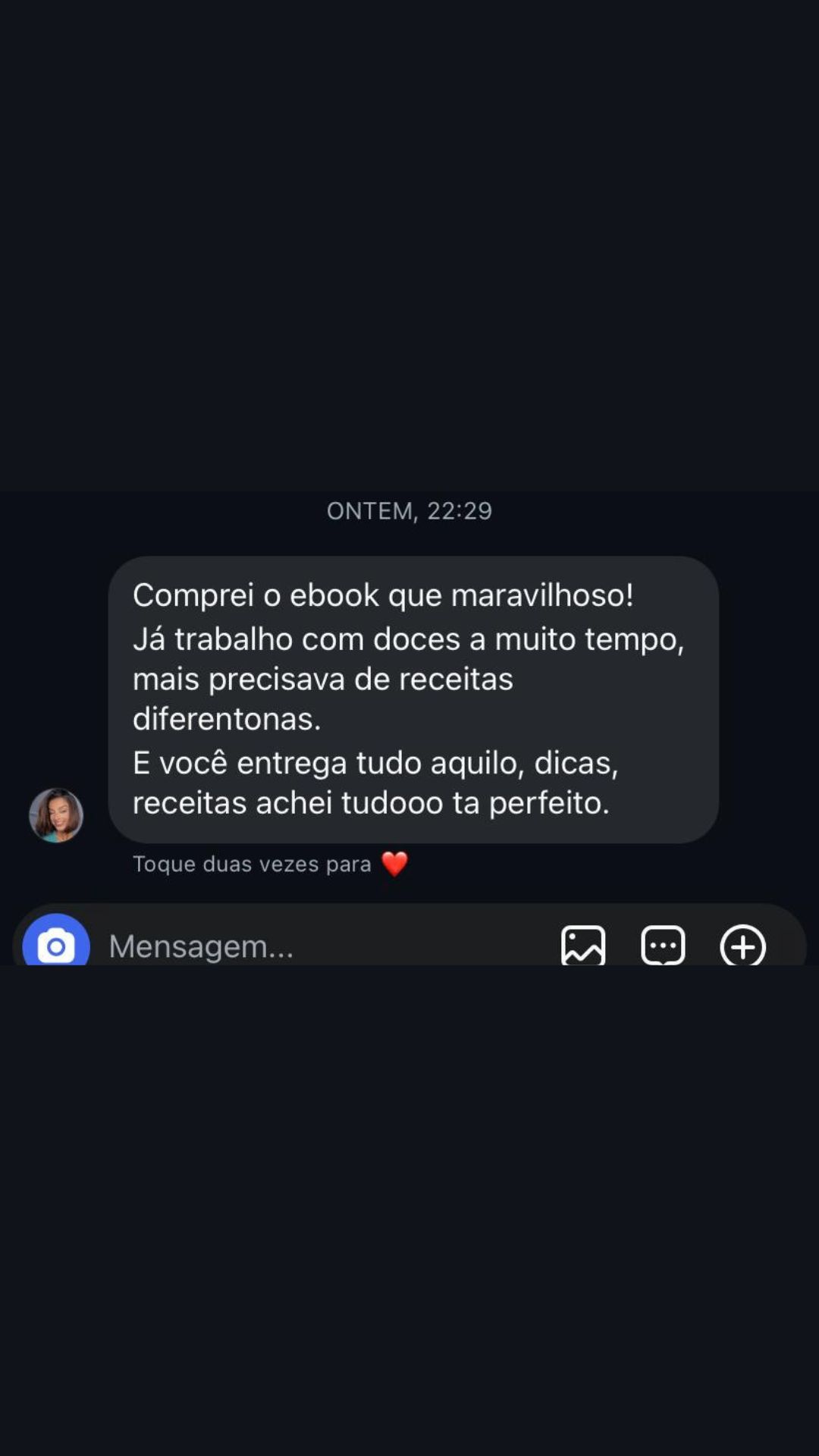 Mensagem reproduzida do material fornecido