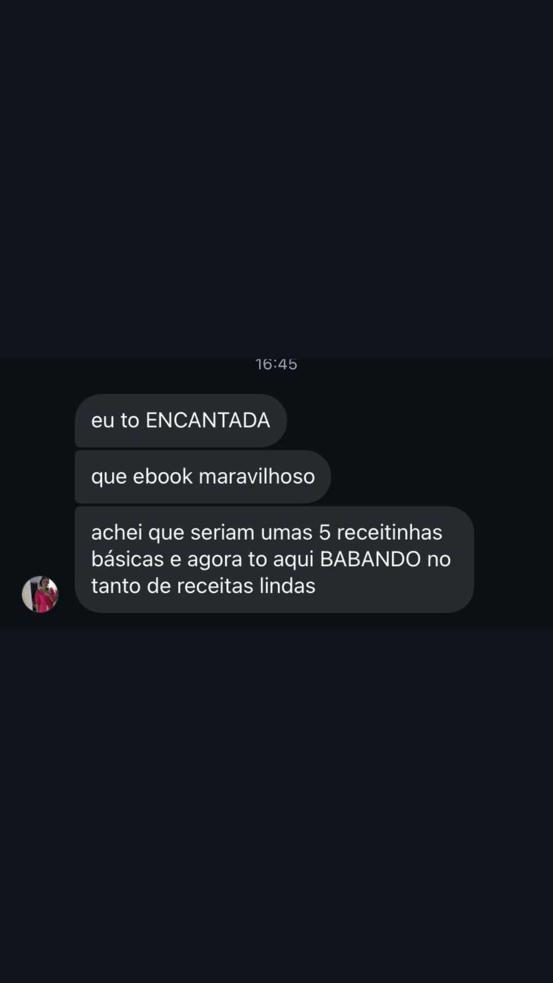 Mensagem reproduzida do material fornecido